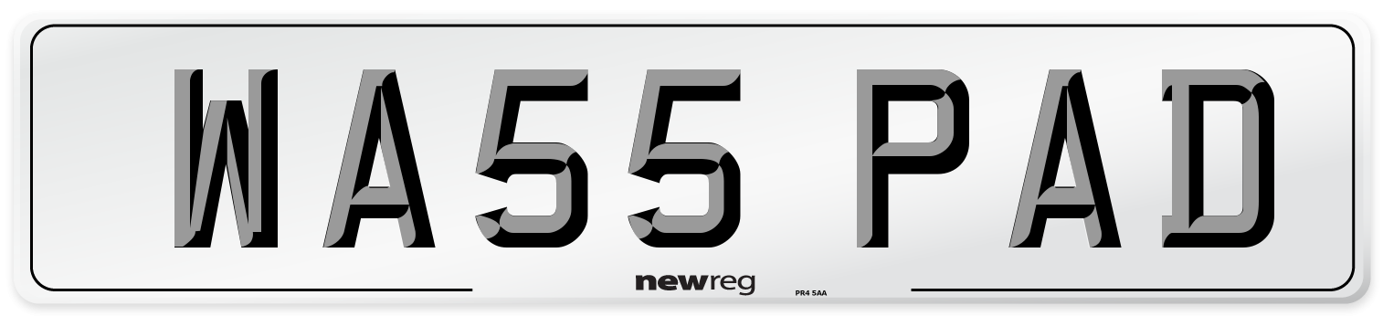WA55 PAD Number Plate from New Reg